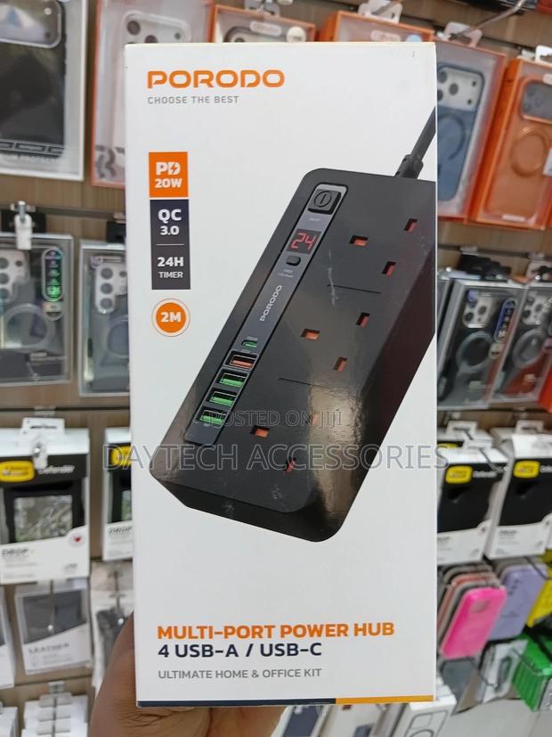 Porodo 4 Usb Port Power Extension Socket (Model: Pd-5p3sqc-bk). - thumbnail 2