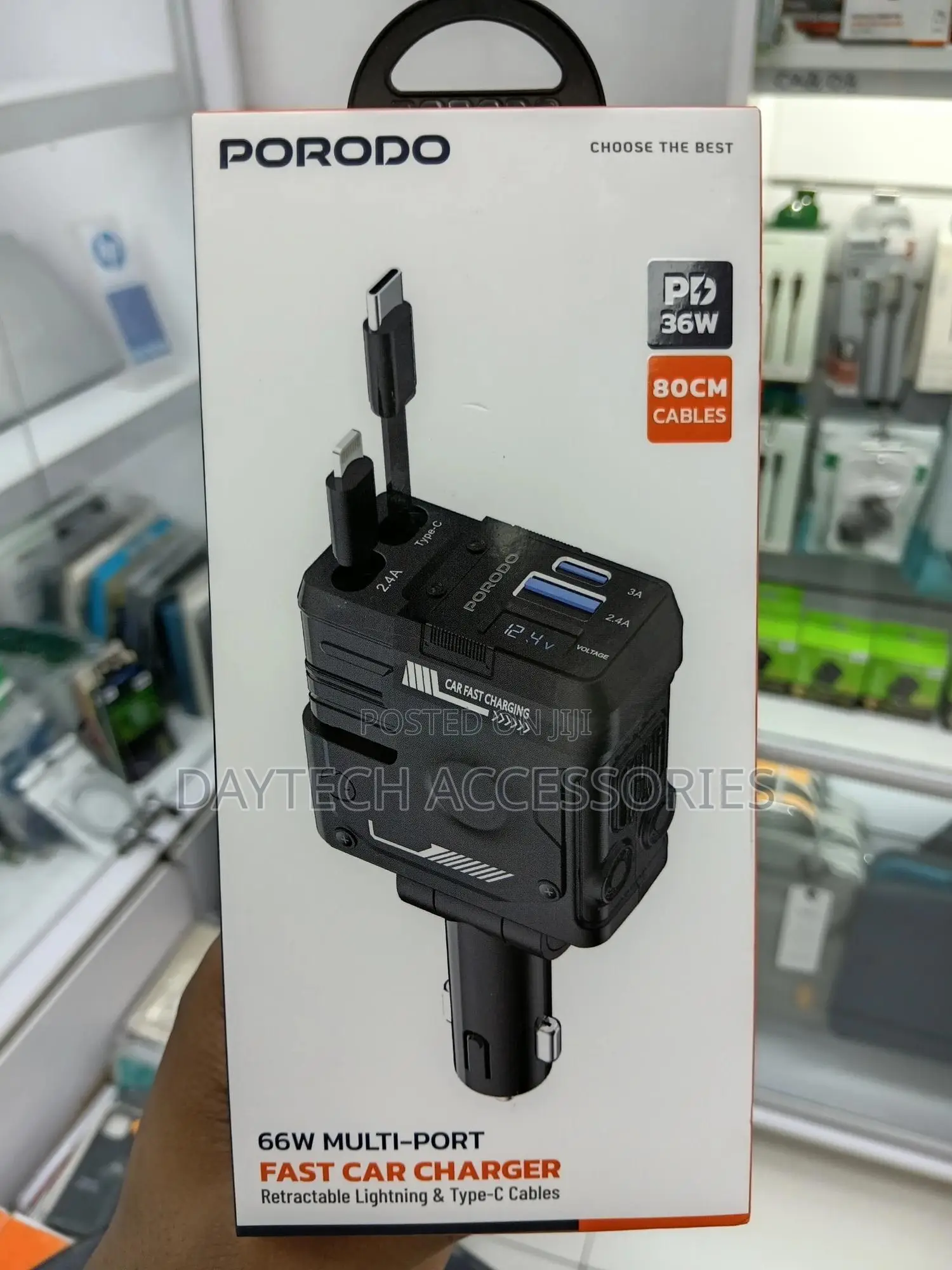 This Is a Porodo 66w Multi-Port Fast Car Charger Model Pd-Fwch029-Bk.