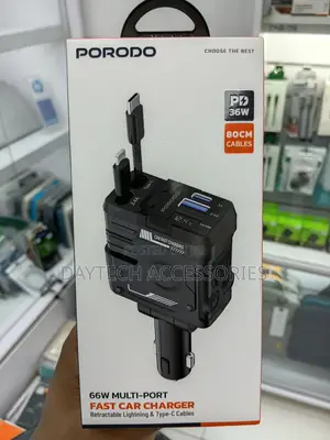 This Is a Porodo 66w Multi-Port Fast Car Charger Model Pd-Fwch029-Bk.