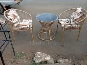 Balcony Set With Cushion Chair and Glass Table