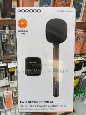 Porodo Two-Device Connect Handheld Lavalier Microphone.