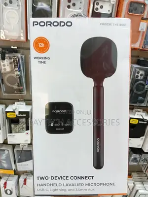Porodo Two-Device Connect Handheld Lavalier Microphone.