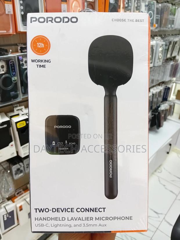 The Porodo Two-Device Connect Handheld Lavalier Microphone (Lfs133).