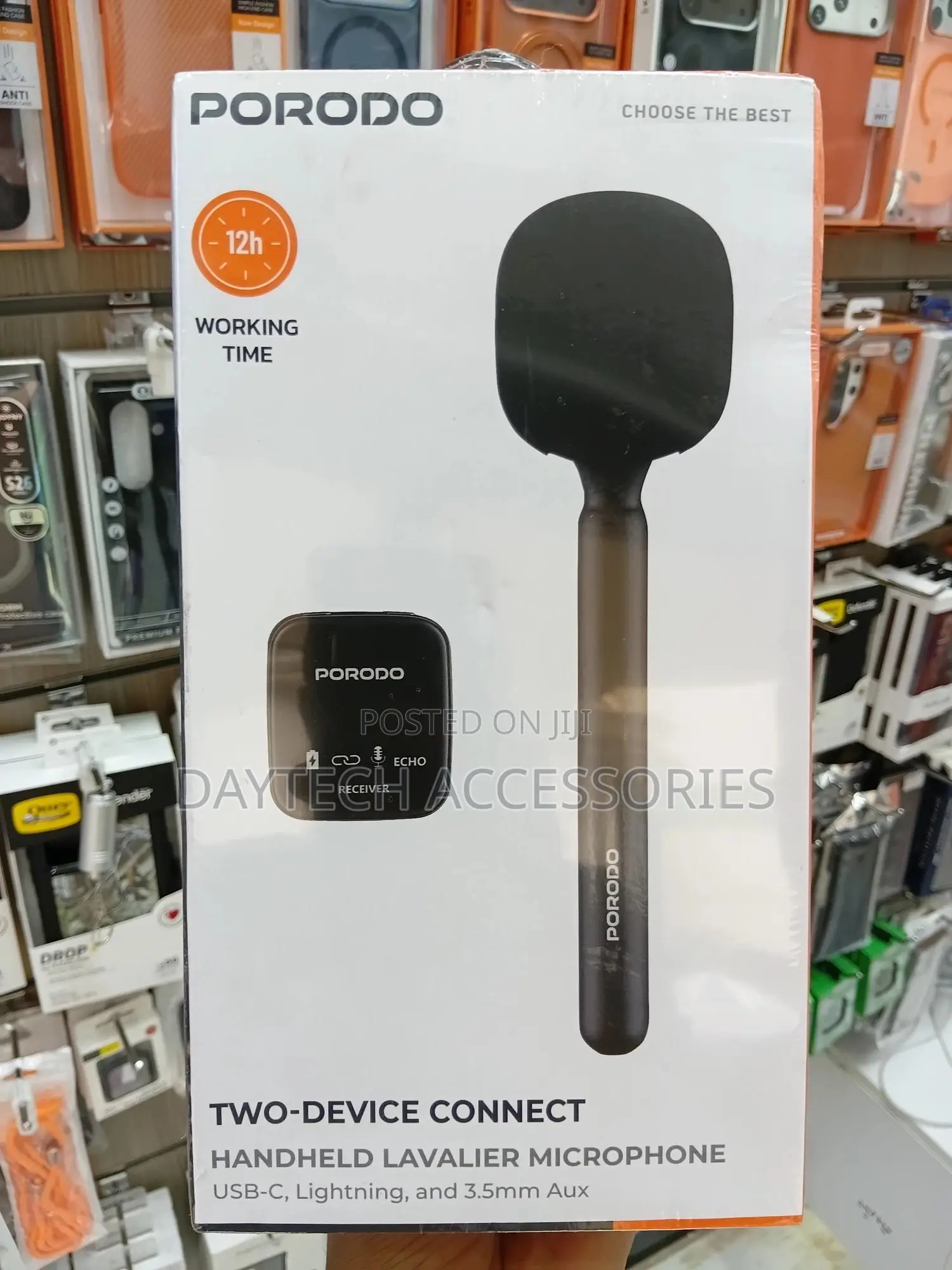 The Porodo Two-Device Connect Handheld Lavalier Microphone (Lfs133).