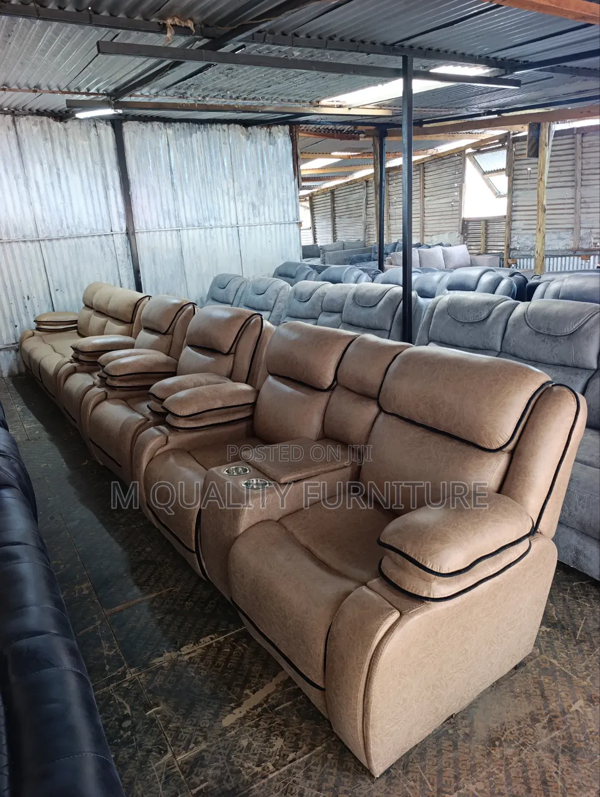 Brown Classy Luxury Semi Recliner Design Sofa Set