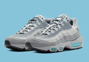 Air Max 95 Retro Logo Grey Aqua Blue Sneakers