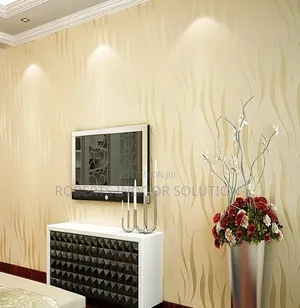 Flocking Wallpaper Beige Color