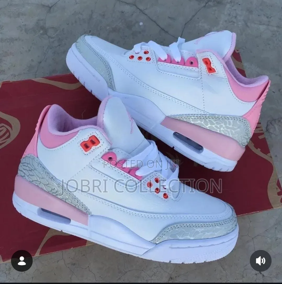 Ladies Air Jordan Retro 3 White Pink Sneakers