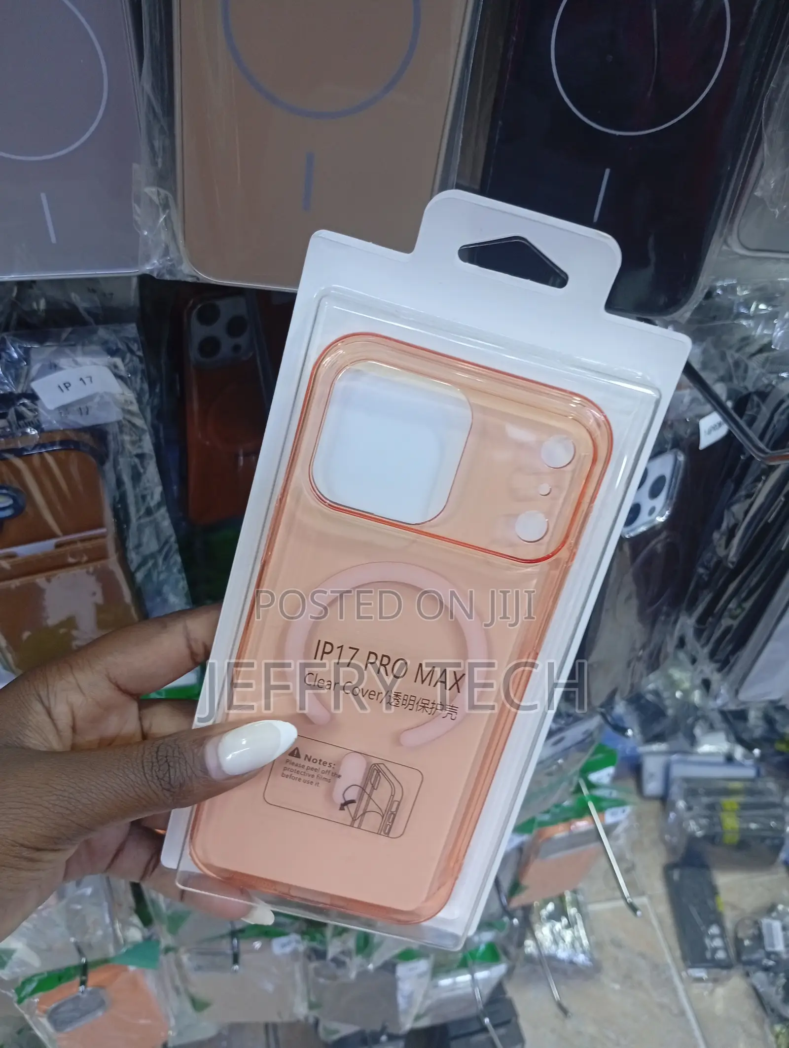 iPhone 17 Pro Max Transparent Orange Finish Clear Magnetic Case