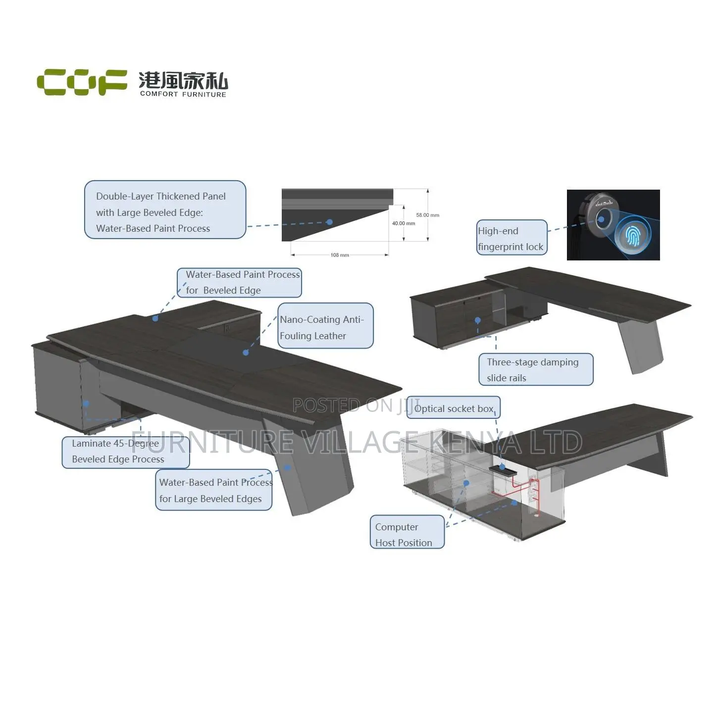 1.8m Executive Ceo's L-Shaped Task Table