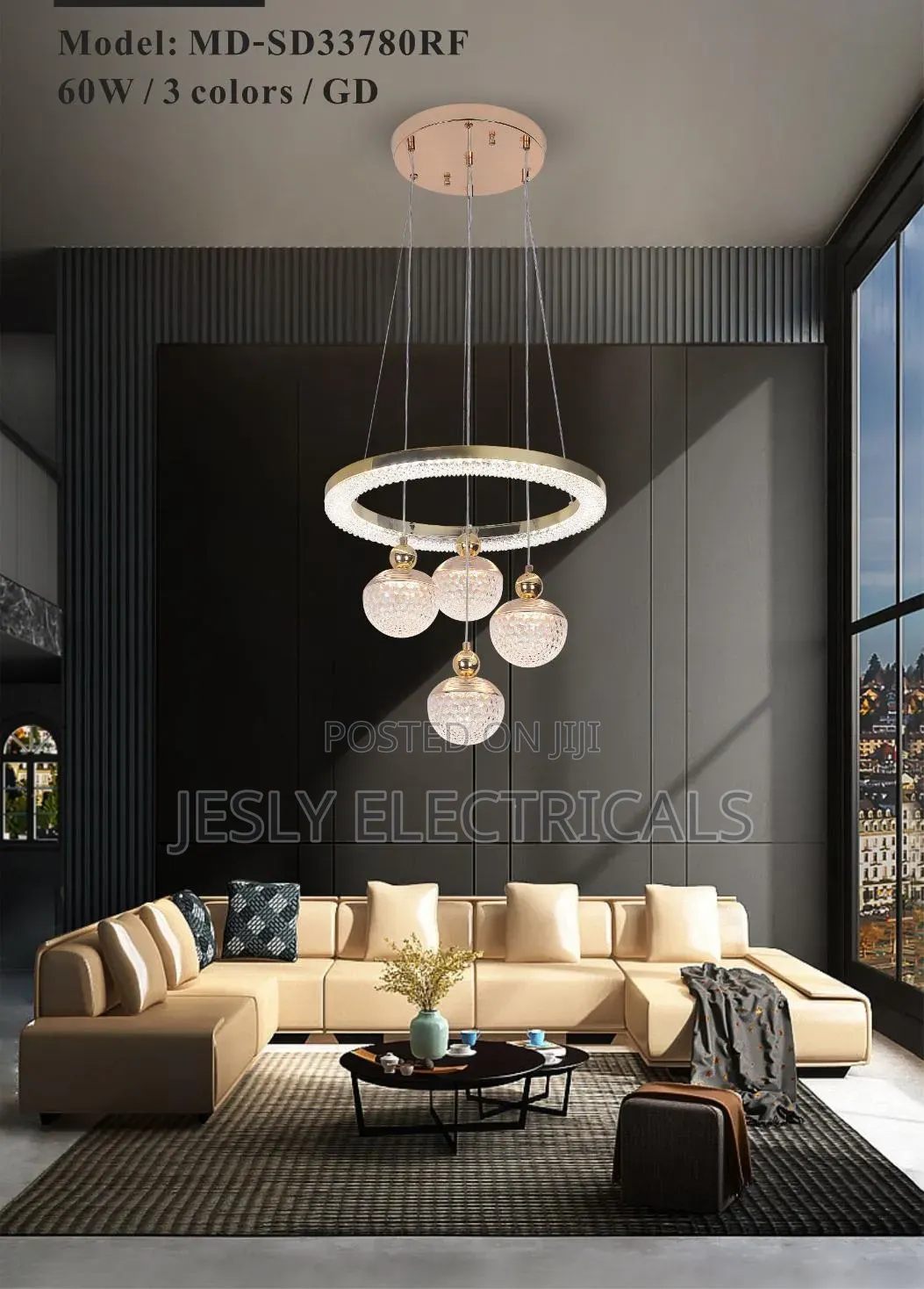 Led Gold Crystal Ring Chandelier
