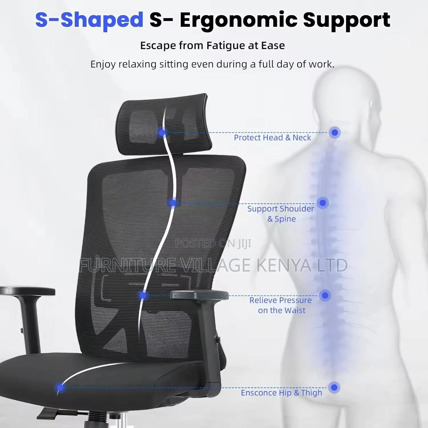 Ergonomic Swivel Mesh-Backrest High-Back Seat