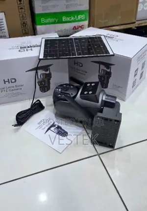 Solar Powered Dual Lens 4g PTZ CCTV Camera Audio+Colored