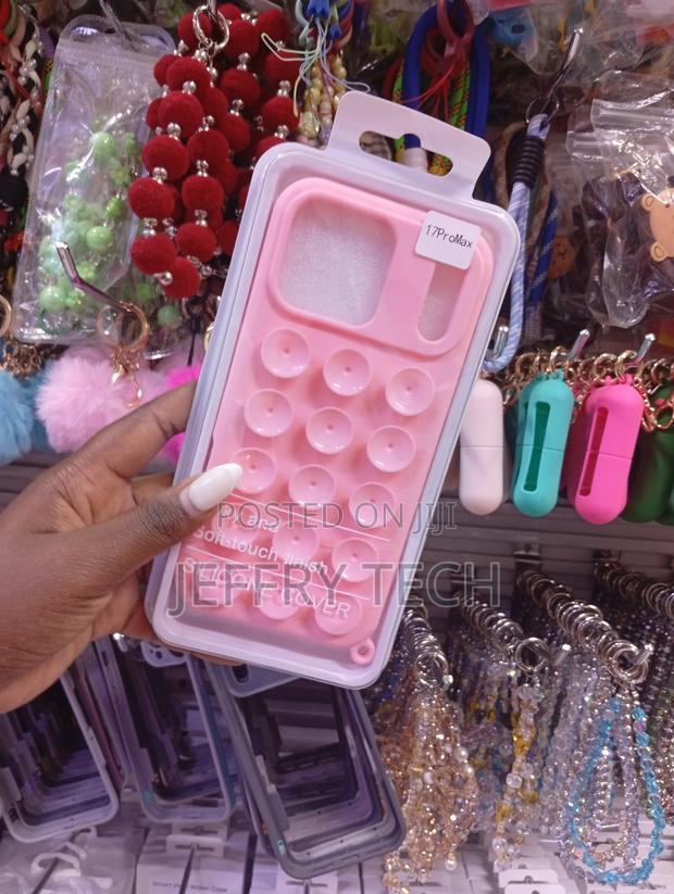 iPhone 17 Pro Max Pink Silicone "Octobuddy" Suction Cup Phone Case - thumbnail 2