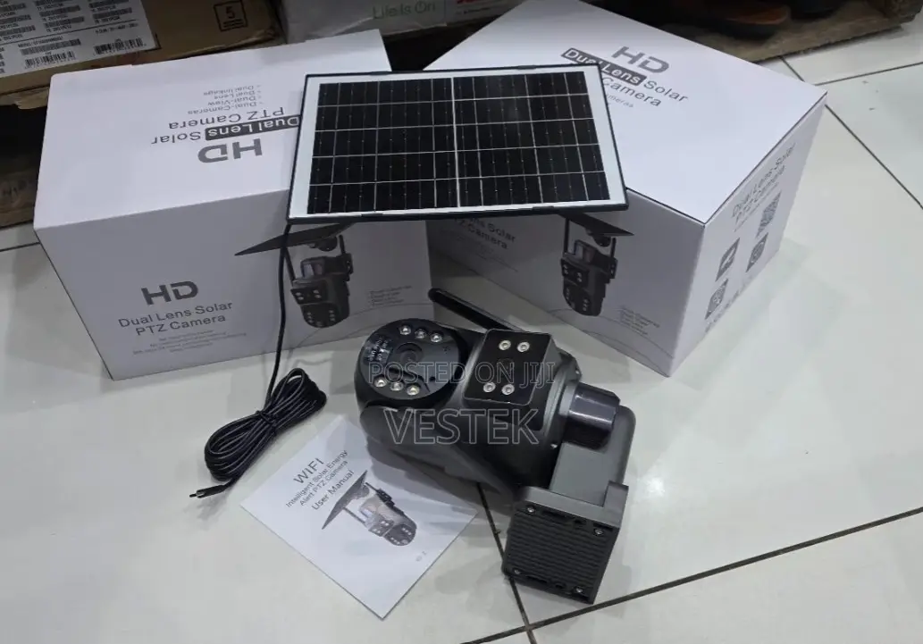 Solar Powered 4g Dual Lens CCTV PTZ Camera Full Color 6mp