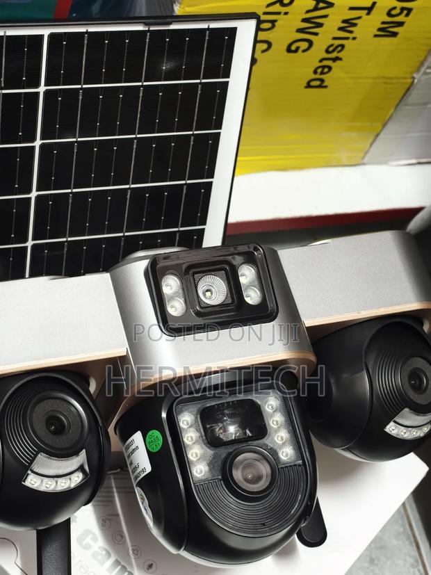 Triple Lens Multi-View Surveillance CCTV 4g Smart Solar Powered Camera