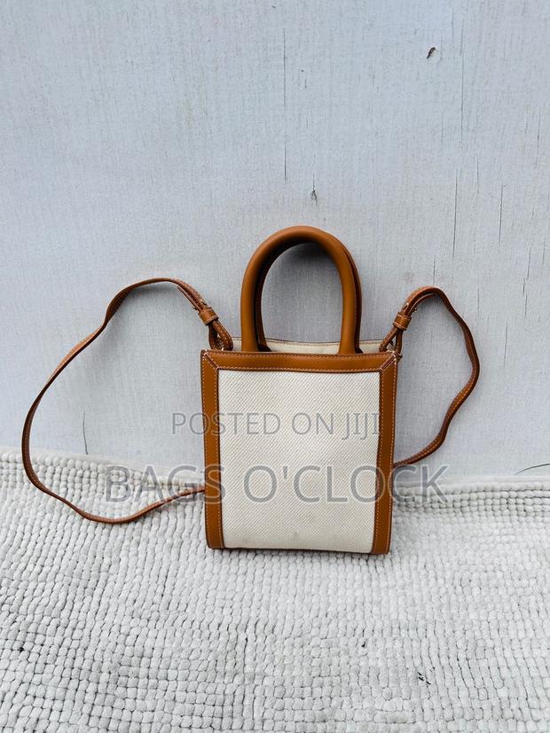 Celine Mini Vertical Cabas Tote Bag in Canvas and Calfskin - thumbnail 5