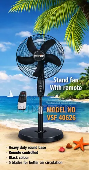 Velton 16-Inch Standing Fan With Remote Control,