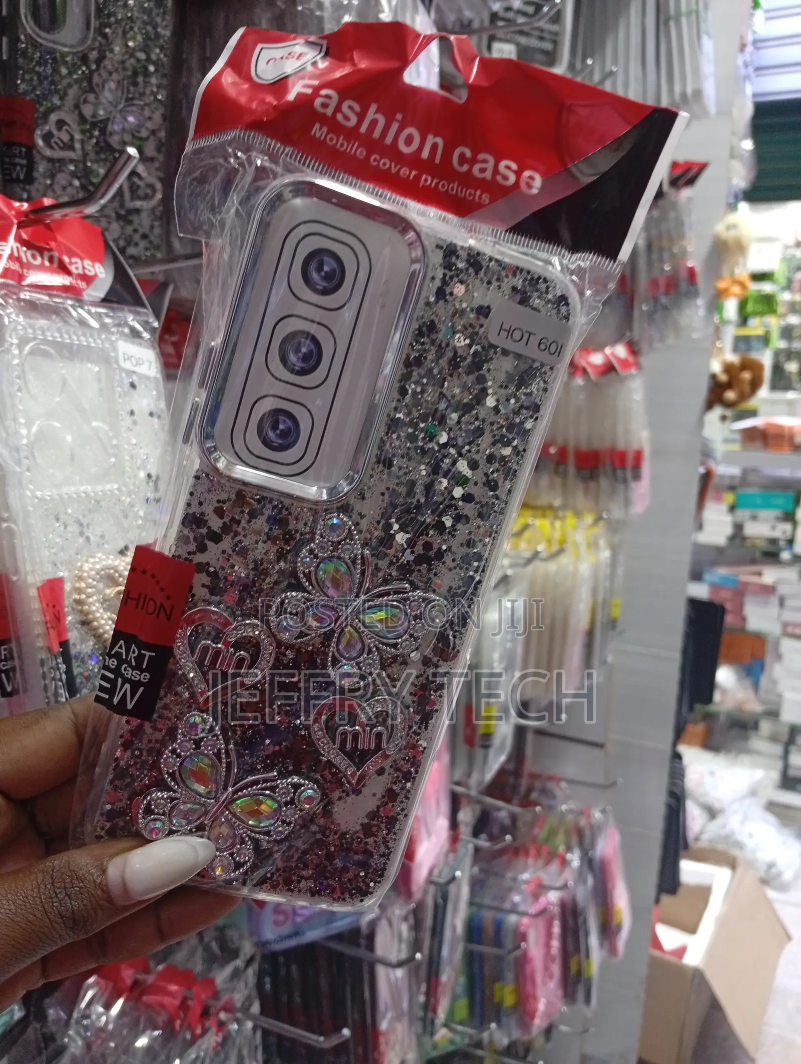 Infinix Hot 60i Glitter Butterfly-Themed Cover