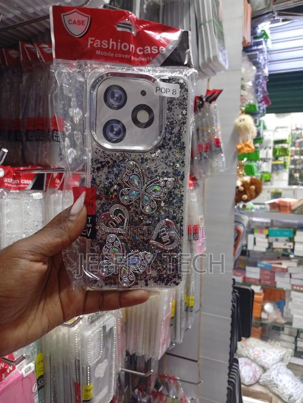 Tecno Pop 8, Featuring 3d Butterfly and Heart Charms Case - main view