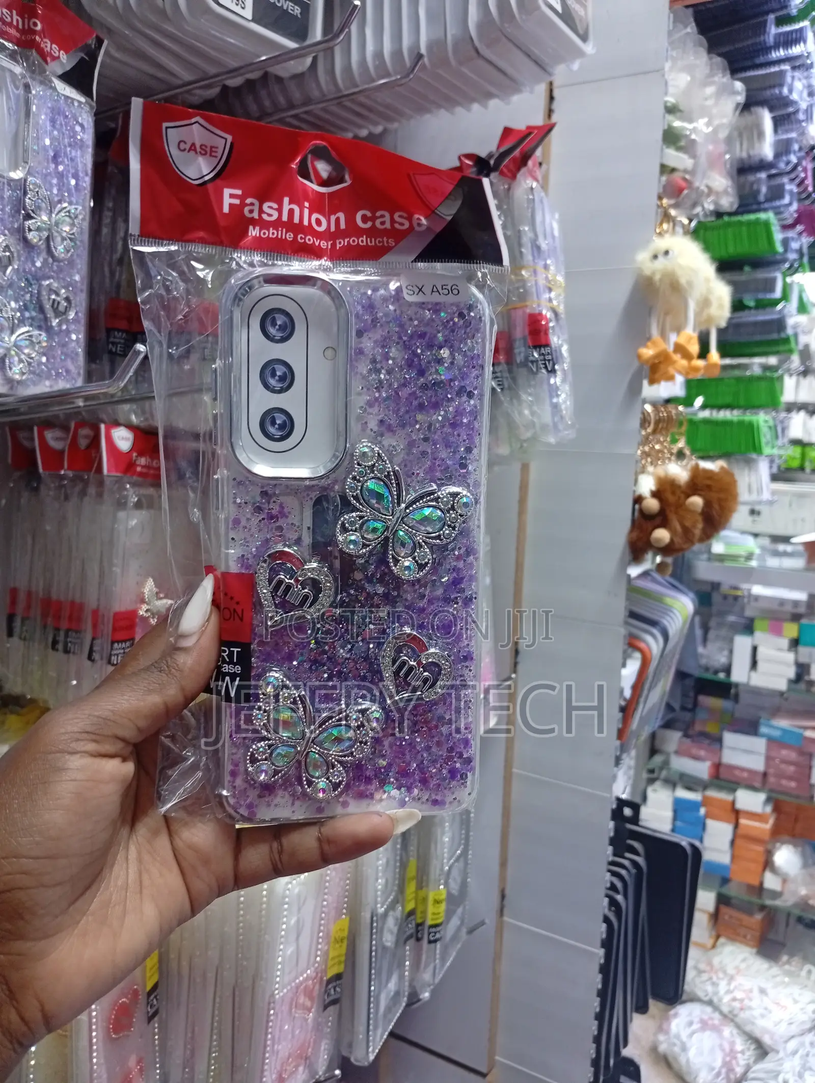 Samsung Galaxy A56 Clear Filled With Vibrant Purple Glitter Case