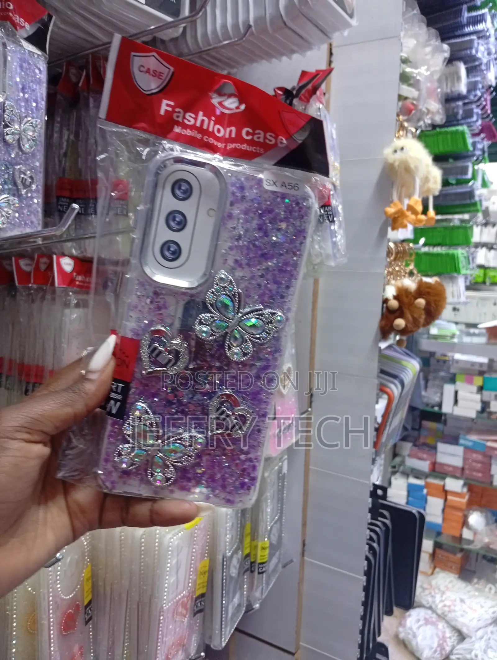 Samsung Galaxy A56 Clear Filled With Vibrant Purple Glitter Case