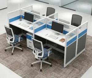 Office Workstation : Partitioned 4-Seater Office Workstation
