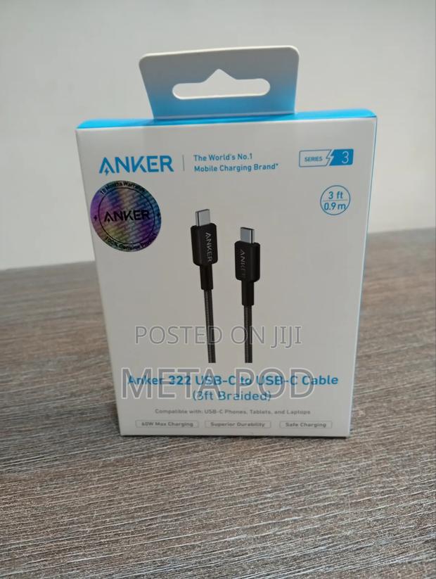 Anker 322 USB-C to USB-C 60w Cable 3ft (Braided) - thumbnail 2