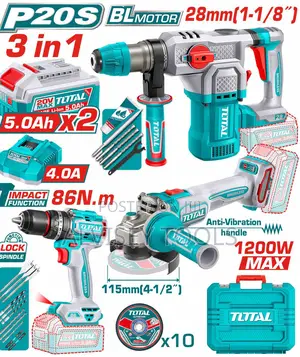 Total Tosli251195 Cordless 3 PCS Combo Kit
