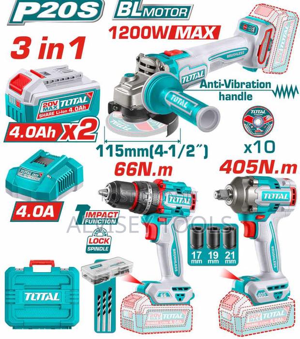 Total Tckli20358 Cordless 3 PCS Combo Kit