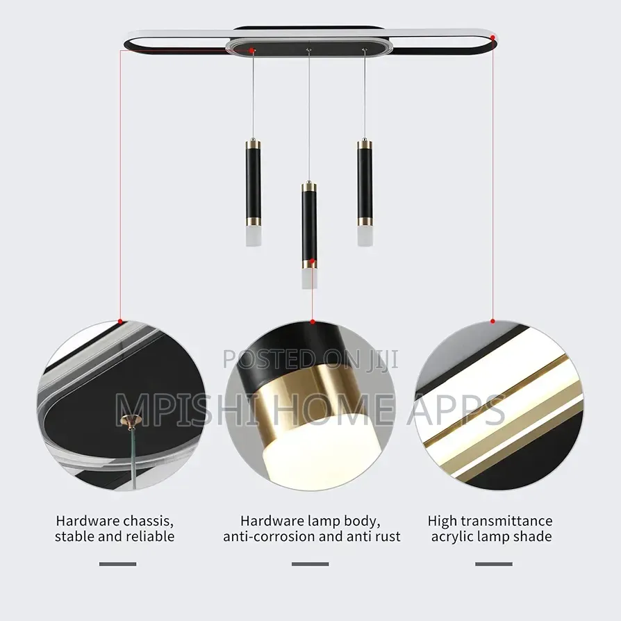 3-Lights Modern Ceiling Pendant Light - Black