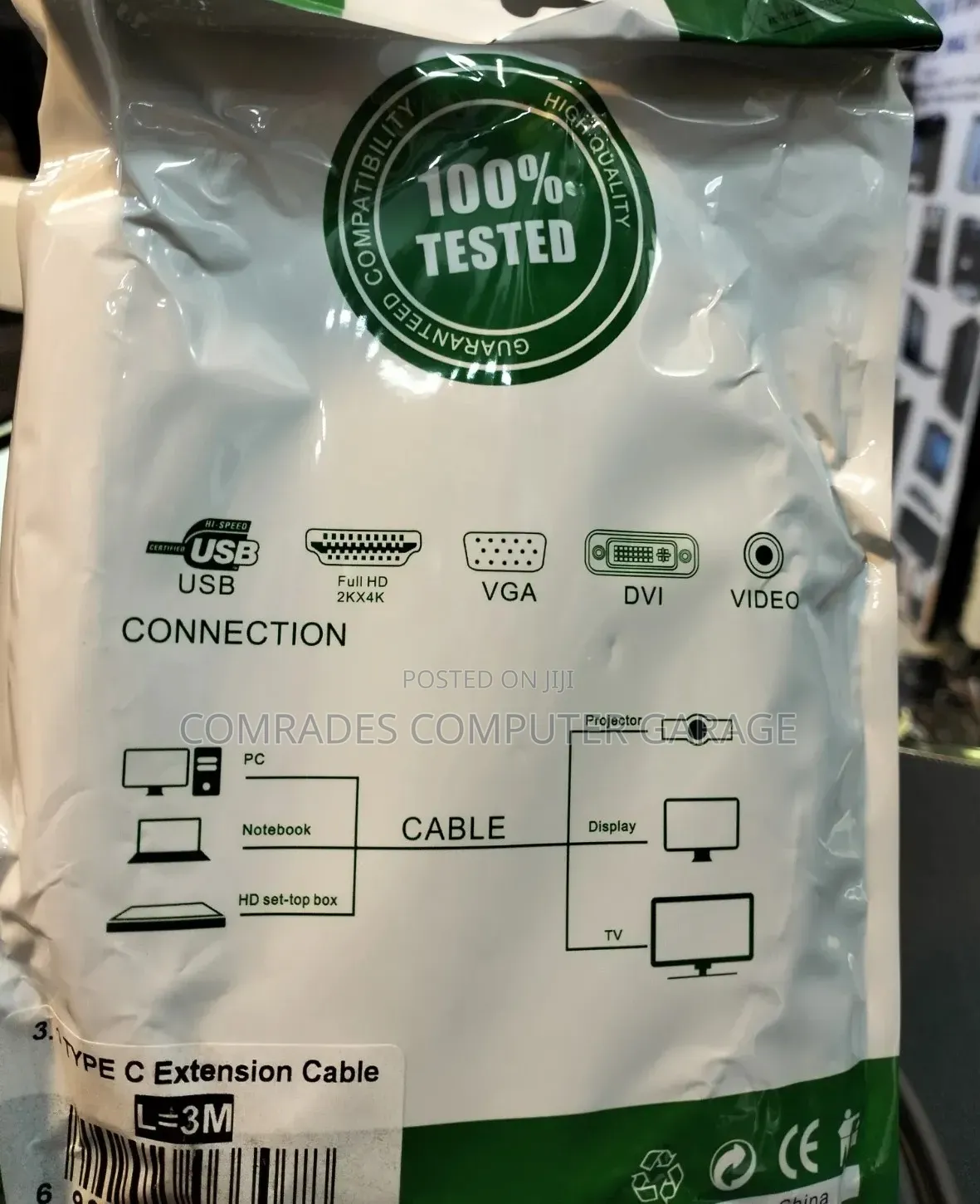 3.0m Usb-C Male-to-Female Extension Cable