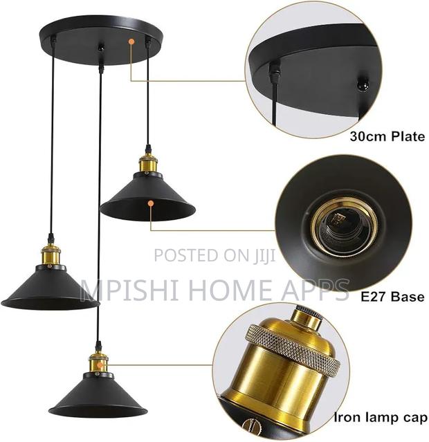 3 Retro Industrial Pendant Lights - thumbnail 3