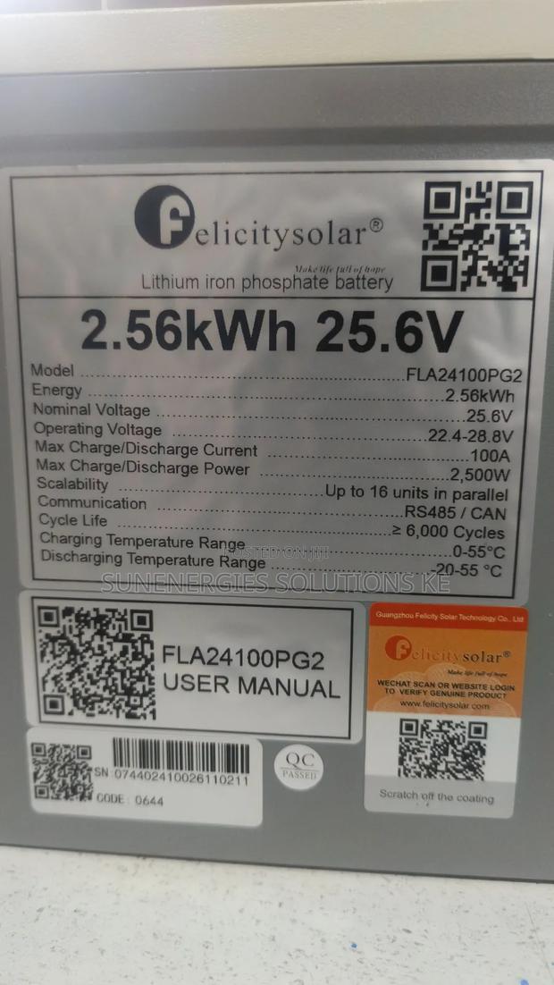 2.56kw 25.6v Felecity Lithium Battery - thumbnail 2