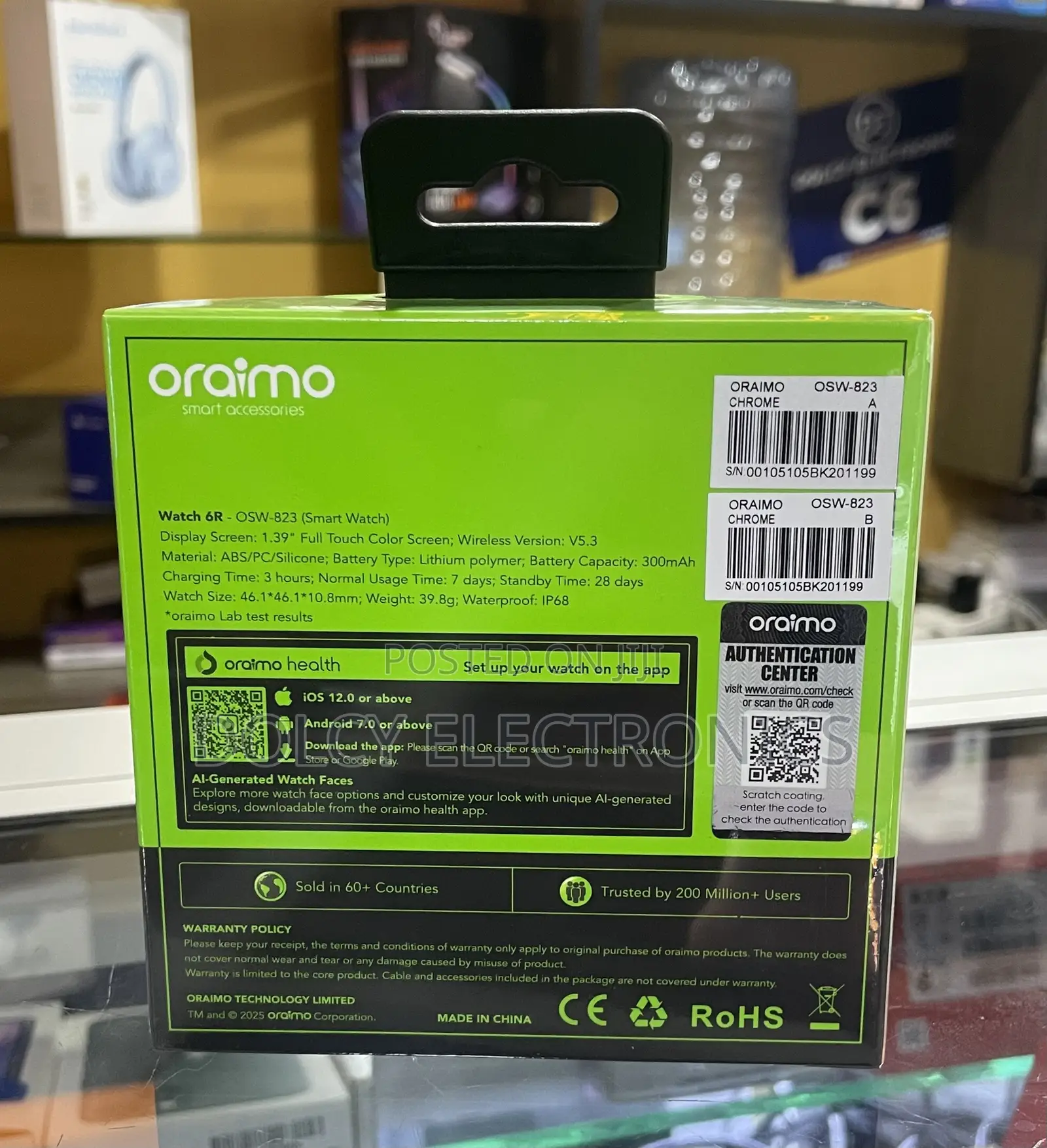 Oraimo Watch 6r 1.39'' Anti-Scratch Ip68 Smart Watch