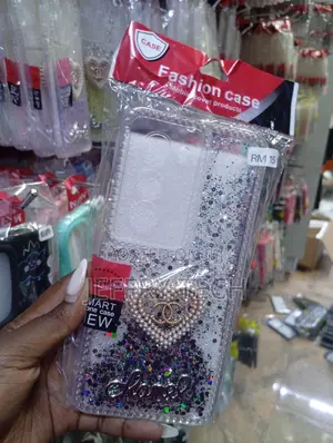 Rm 15 Glitter, a Heart-Shaped Pearl Accent, and a Logo Design Case