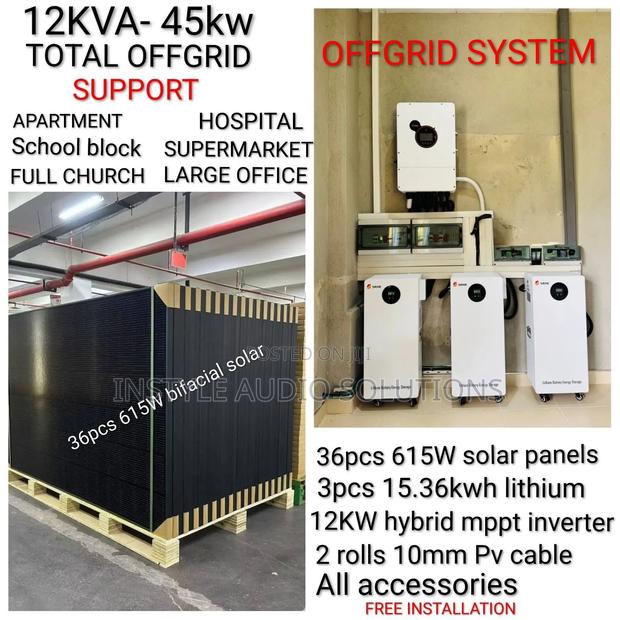 45kwh - 12kw Offgrid System for Apartment, Hotel,School Office Block
