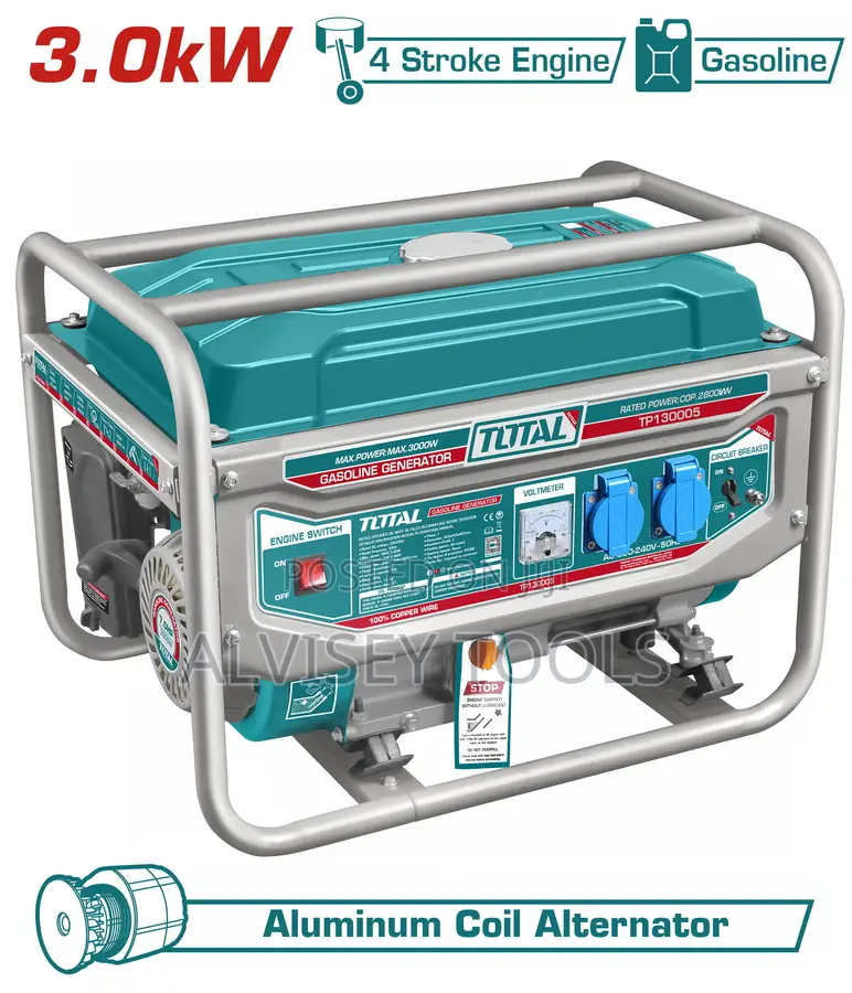 Total Tp130005-18 Gasoline Generator 3.0kw (Bs Plug and Socket)