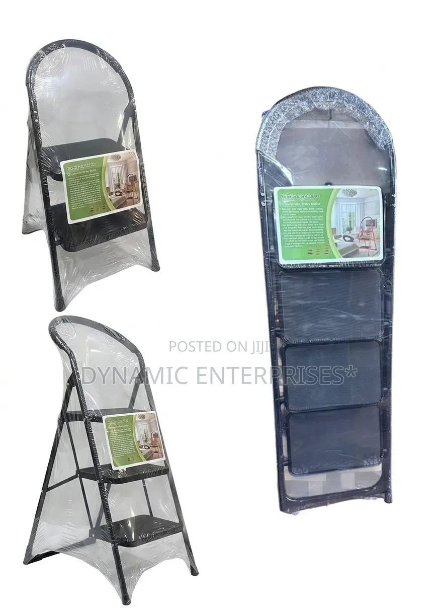 Heavy-Duty Black 3-Step Folding Ladder