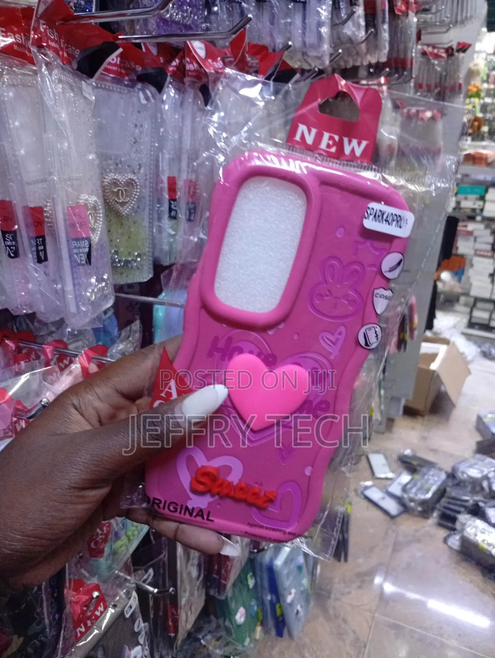 Infinix Hot 40 Pro Pink Silicone Phone Case Features a Playful Design