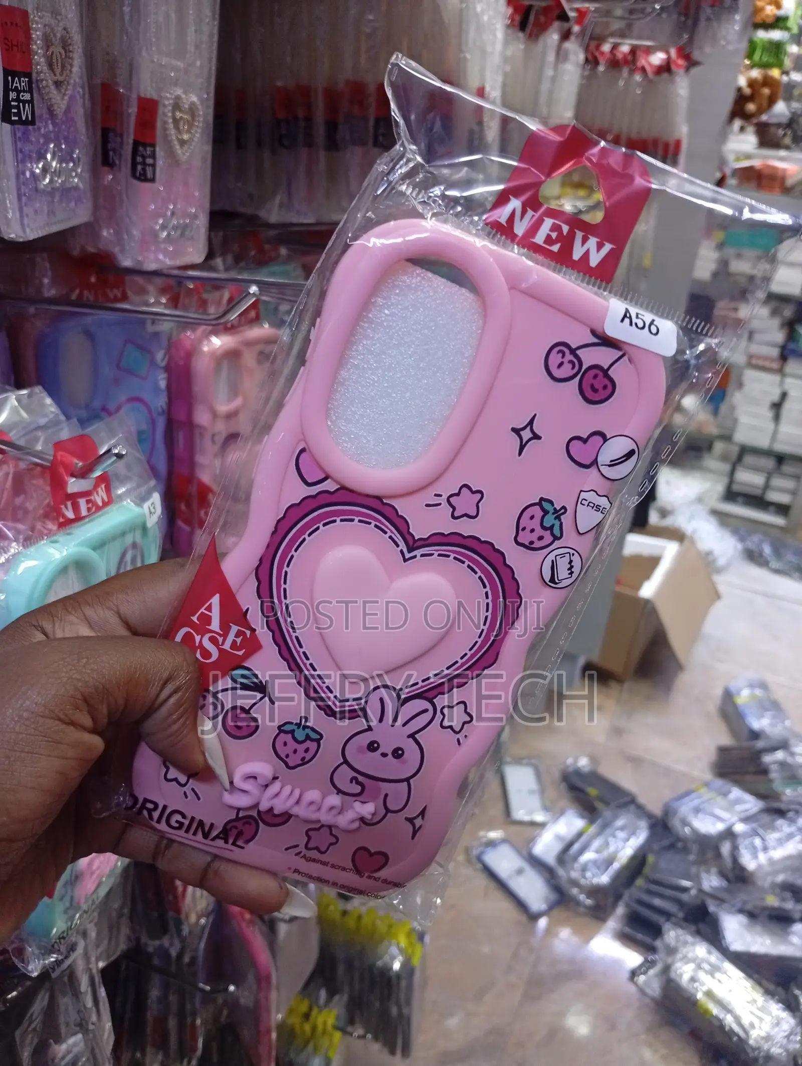 Oppo A56 Large Pink Heart-Shaped Pop-Out Socket in the Center Case