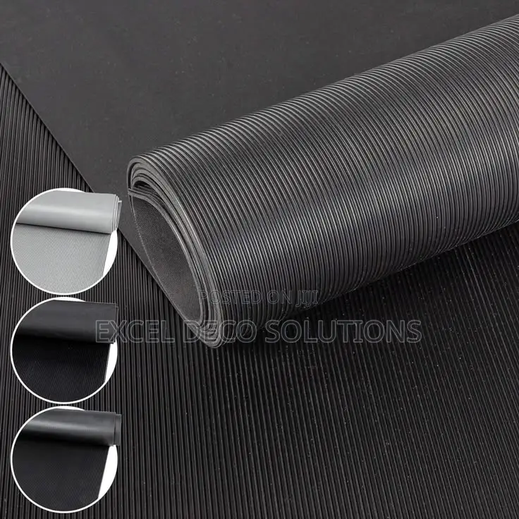 Ribbed Rubber Mat for Office, Shop and Commercial Floor Protection Use