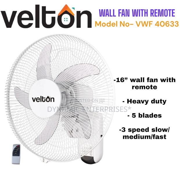 16" Velton Heavy Duty Wall Fan With Remote