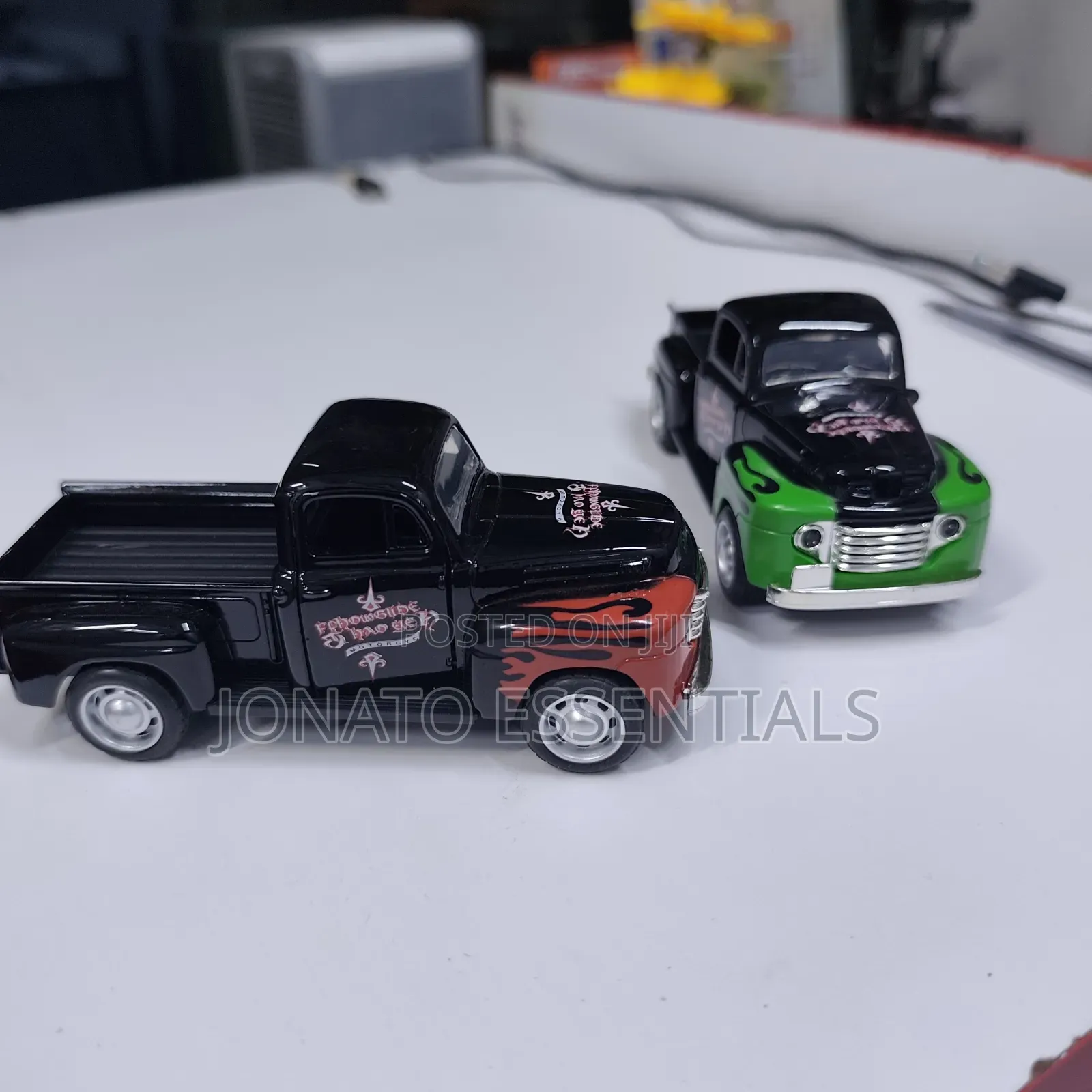 Vintage Die-Cast Pickup Truck Toy With Flame Graphics