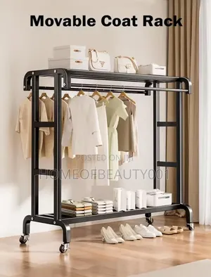 Cloth Rack With Drying Hanger With Top Shelf and Lower Storage Shelf.