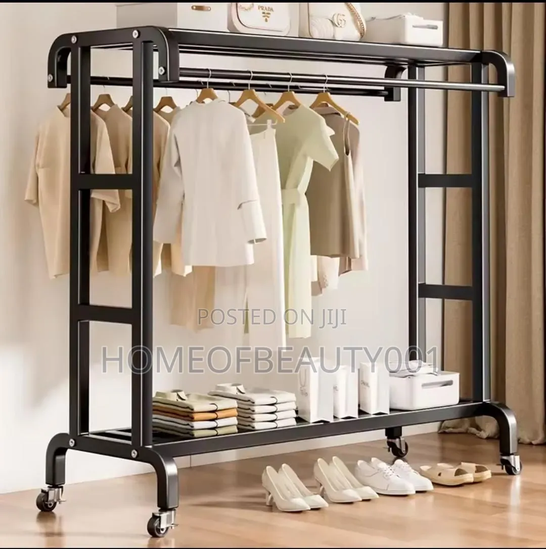 Cloth Rack With Drying Hanger With Top Shelf and Lower Storage Shelf.