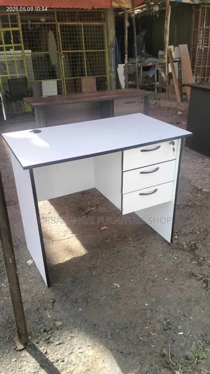 White Black Striped Study Desk