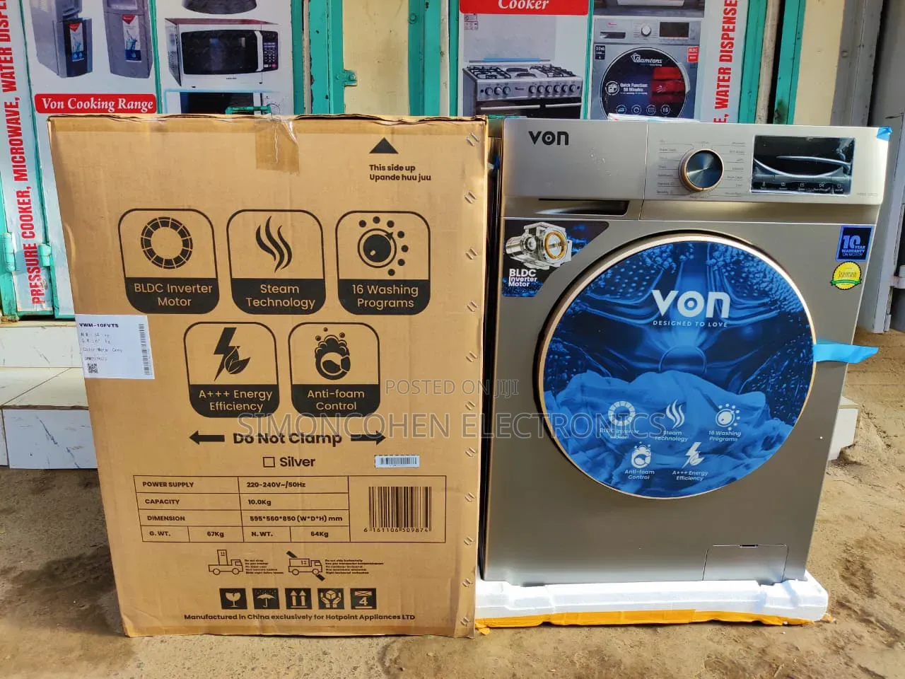 Von Washing Machine 10kg Front Load Wash and Spin