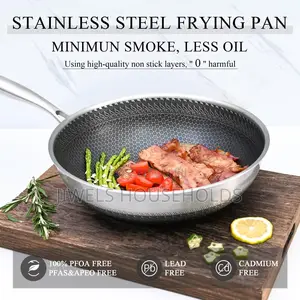 Laser Etched Hexagonal Surface 3 Ply Fry Pan - Stainless Steel