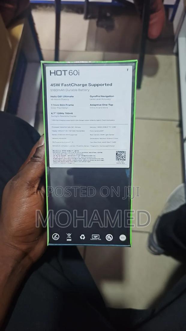 New Infinix Hot 60i 128 GB Black - thumbnail 2